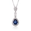 1.05 Carat Sapphire and .45 ct. t.w. Diamond Pendant Necklace in 14kt White Gold