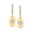 .15 ct. t.w. Diamond North Star Hoop Drop Earrings in 18kt Gold Over Sterling