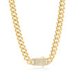Men's .90 ct. t.w. Pave CZ Monaco-Link Necklace in 18kt Gold Over Sterling