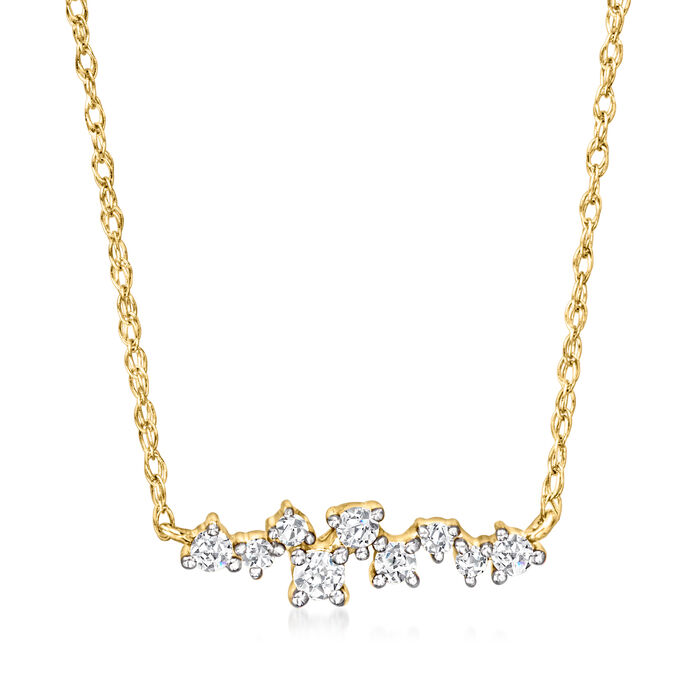 Charles Garnier .12 ct. t.w. Diamond Cluster Necklace in 14kt Yellow Gold