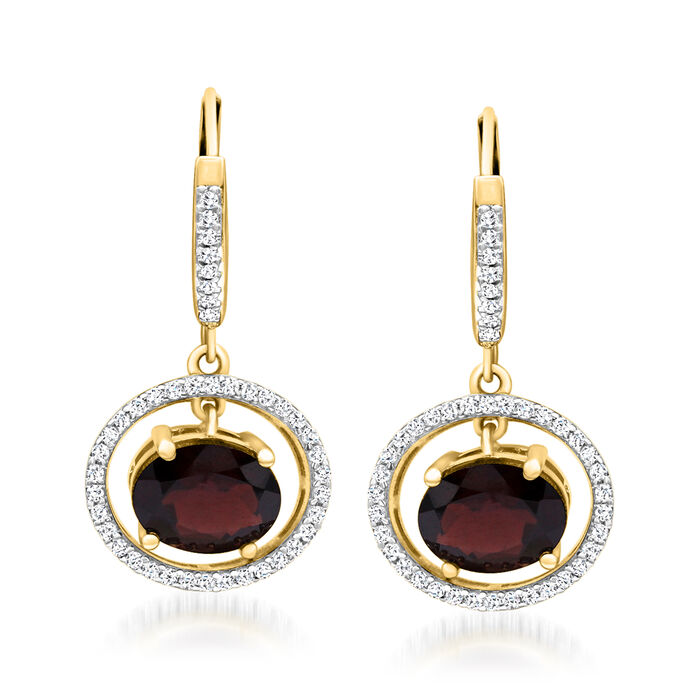 4.40 ct. t.w. Garnet Drop Earrings with .40 ct. t.w. White Topaz in 18kt Gold Over Sterling