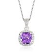 .80 Carat Amethyst and .10 ct. t.w. White Topaz Pendant Necklace in Sterling Silver