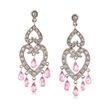 C. 2000 Vintage 4.80 ct. t.w. Pink Sapphire and .85 ct. t.w. Diamond Open-Space Heart Drop Earrings in 18kt White Gold