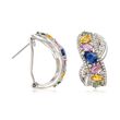 5.20 ct. t.w. Multicolored Sapphire and 2.06 ct. t.w. White Zircon Earrings in Sterling Silver