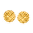 Italian Andiamo 14kt Yellow Gold Checkerboard Button Earrings
