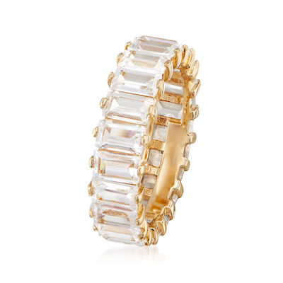 6.00 ct. t.w. Baguette CZ Eternity Band in 18kt Gold Over Sterling