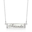 Diamond-Accented Name Bar Necklace in Sterling Silver