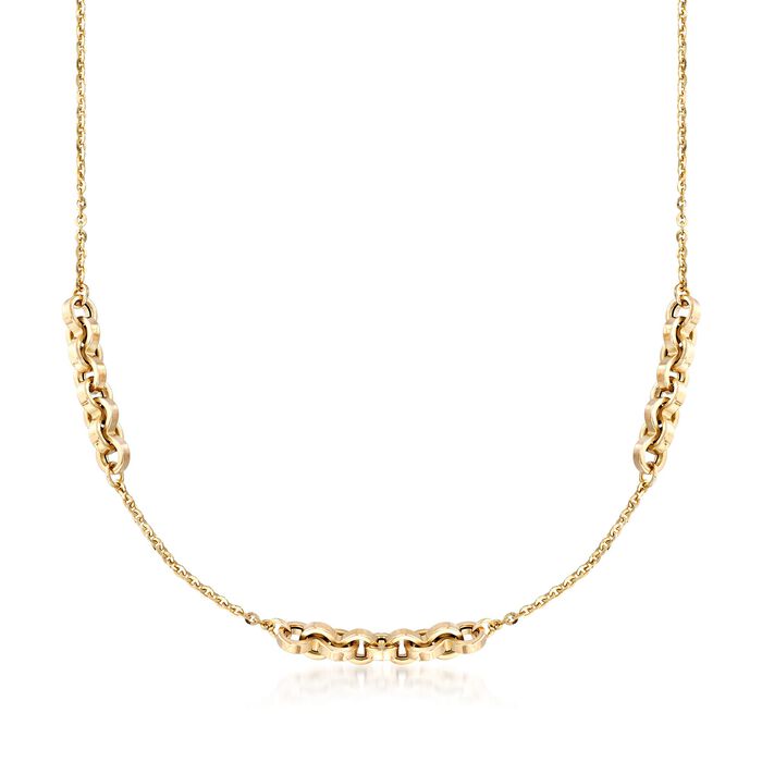 Italian 14kt Yellow Gold Rolo-Link Station Necklace