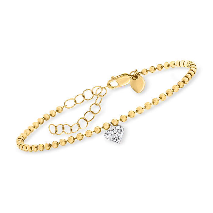 Diamond-Accented Heart Bracelet in 14kt Two-Tone Gold
