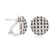 C. 1990 Vintage Black Onyx and 1.25 ct. t.w. Diamond Basketweave Earrings in Platinum