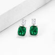 8.50 ct. t.w. Simulated Emerald and 1.10 ct. t.w. CZ Drop Earrings in Sterling Silver