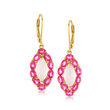 4.10 ct. t.w. Rose Quartz and 4.10 ct. t.w. Pink Topaz Drop Earrings in 18kt Gold Over Sterling
