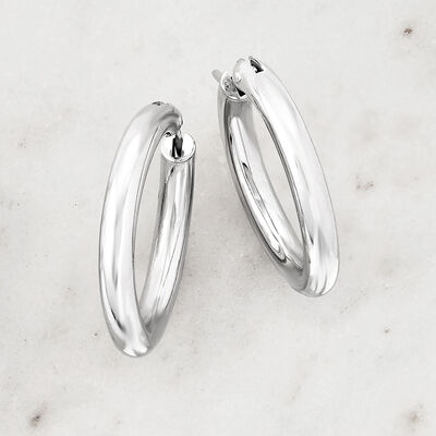 Italian 3mm Sterling Silver Hoop Earrings