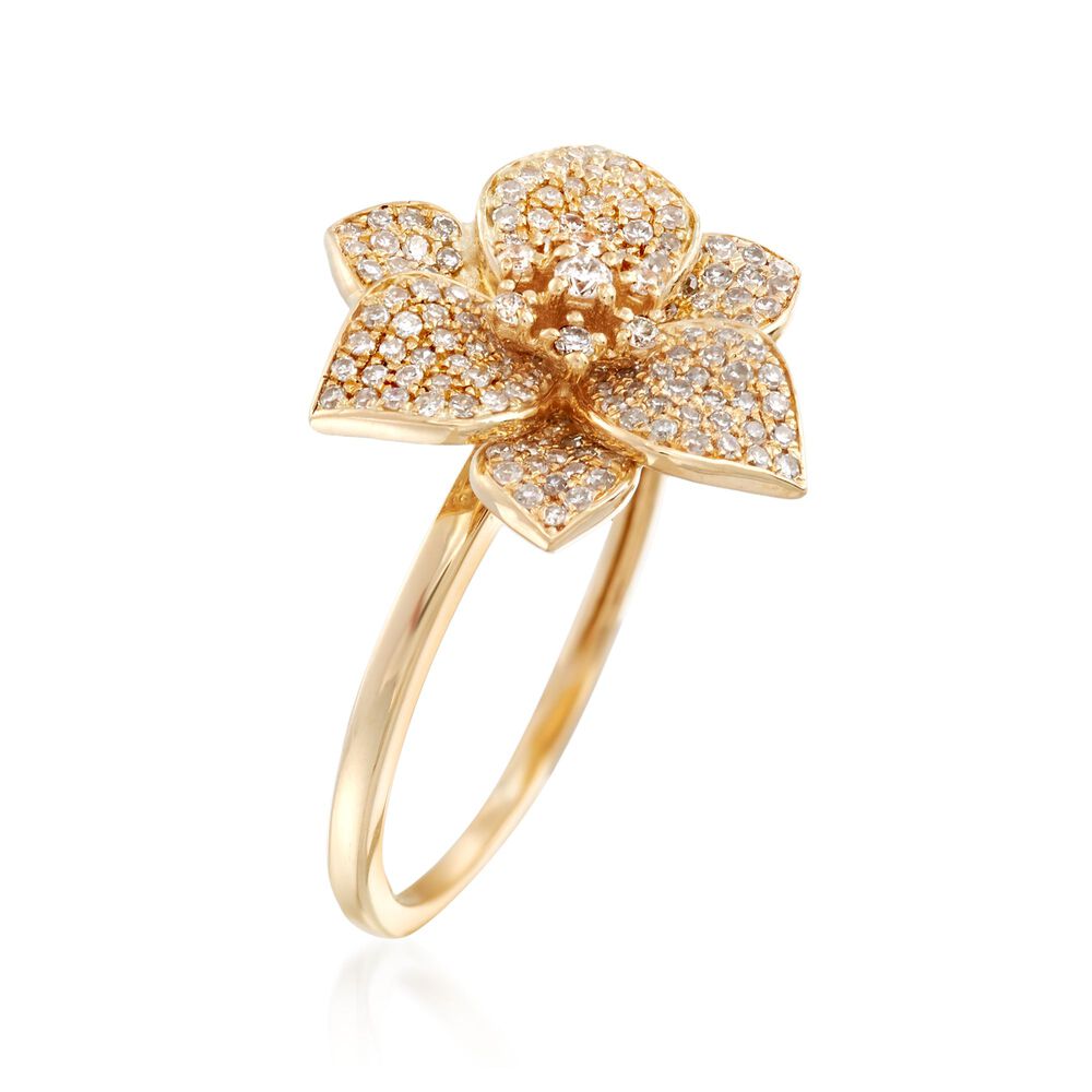 .45 ct. t.w. Diamond Flower Ring in 14kt Yellow Gold | Ross-Simons