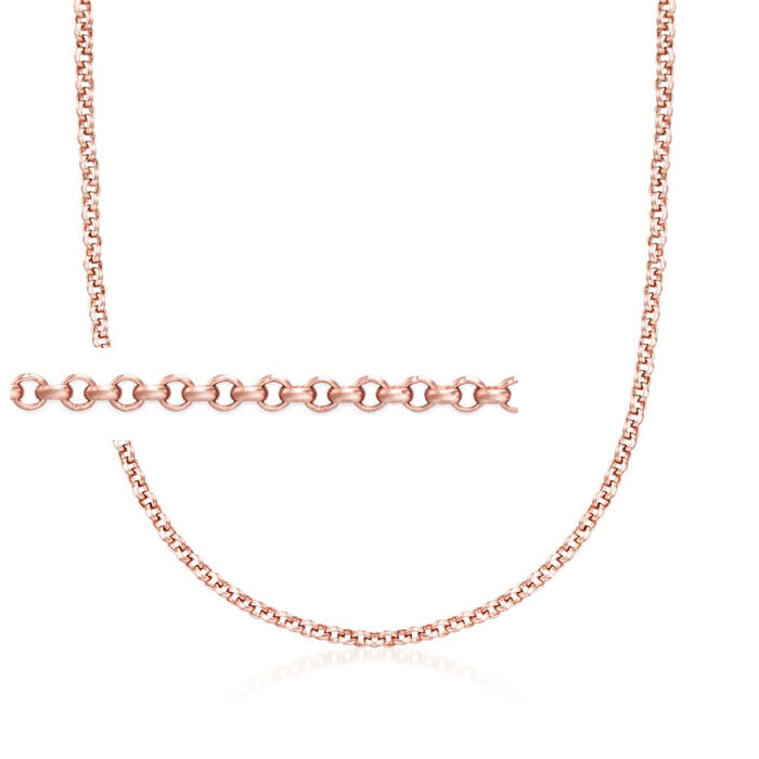 Belle Etoile 2mm 14kt Rose Gold Over Sterling Silver Rolo-Link Necklace