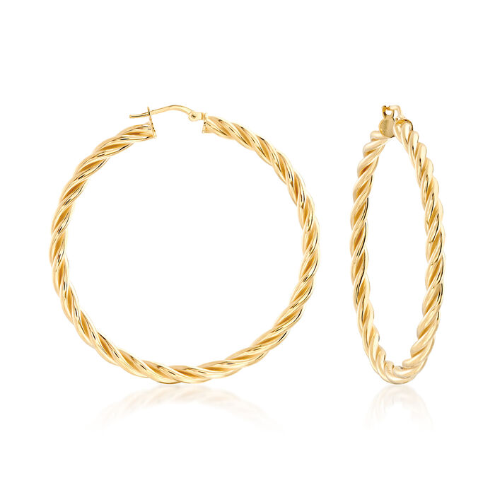 Italian 18kt Gold Over Sterling Large Twisted Hoop Earrings