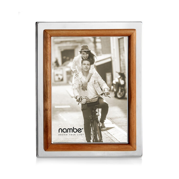 Nambe &quot;Hayden&quot; Silver Plate and Acacia Wood Picture Frame