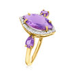 1.70 ct. t.w. Amethyst and .16 ct. t.w. White Topaz Ring in 14kt Yellow Gold