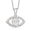 Diamond Accent Evil Eye Pendant Necklace in Sterling Silver