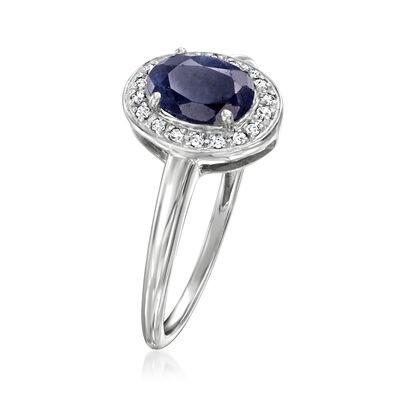 .90 Carat Sapphire Ring with Diamond Accents in Sterling Silver