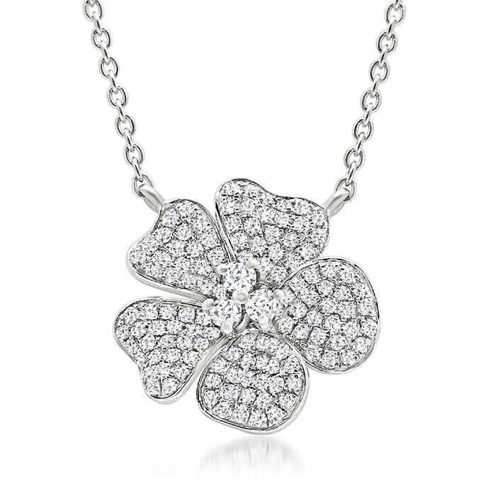 .33 ct. t.w. Diamond Flower Necklace in 14kt White Gold