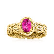 .80 Carat Pink Topaz Byzantine Ring in 18kt Gold Over Sterling