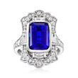 4.00 Carat Simulated Sapphire Ring with 1.20 ct. t.w. CZs in Sterling Silver