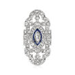 C. 1980 Vintage 2.40 ct. t.w. Diamond and .40 ct. t.w. Synthetic Sapphire Pin/Pendant Necklace in Platinum