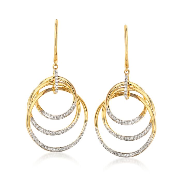 .30 ct. t.w. Diamond Triple Open Circle Drop Earrings in 14kt Yellow Gold