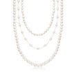7-10mm Cultured Semi-Baroque Pearl Jewelry Set: Three Endless Necklaces with 14kt Yellow Gold