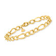 Italian 14kt Yellow Gold Alternating Curb-Link Bracelet