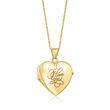 18kt Yellow Gold &quot;I Love You&quot; Script  Heart Locket Necklace