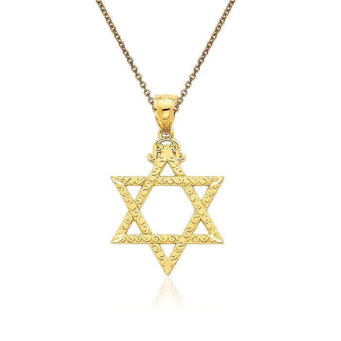 14kt Yellow Gold Star of David Pendant Necklace