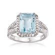2.95 Carat Aquamarine and .25 ct. t.w. Diamond Ring in Sterling Silver