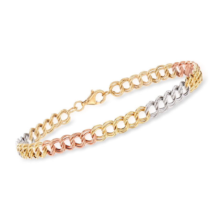 14kt Tri-Colored Gold Link Bracelet