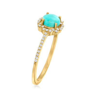 Turquoise Ring with .12 ct. t.w. Diamonds in 10kt Yellow Gold