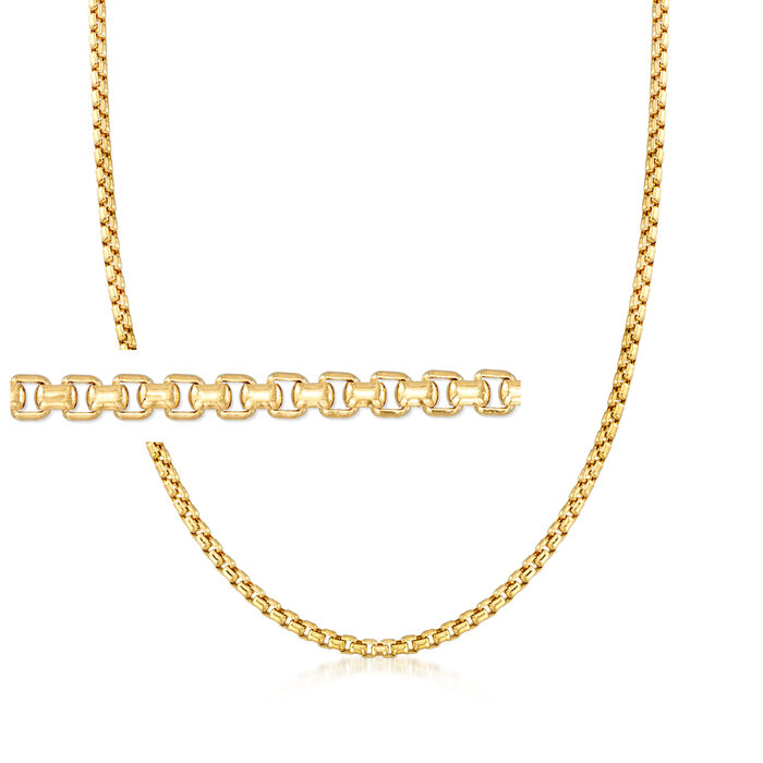 Men's 3.5mm 14kt Yellow Gold Box-Chain Necklace