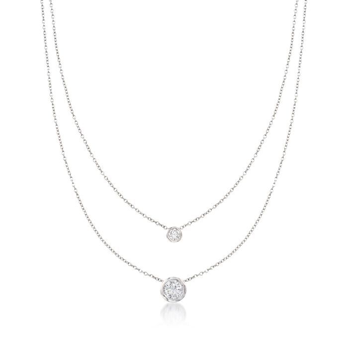 1.45 ct. t.w. Bezel-Set CZ Layered Necklace in Sterling Silver