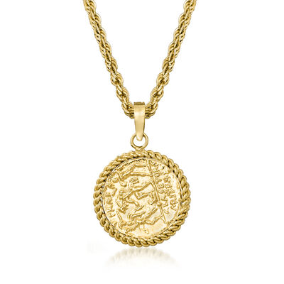 Replica Coin Pendant Necklace in 18kt Gold Over Sterling