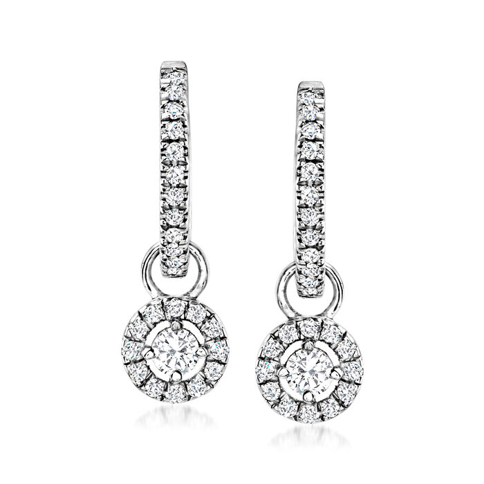 .45 ct. t.w. Diamond Hoop Drop Earrings in 14kt White Gold
