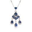C. 2000 Vintage 9.40 ct. t.w. Sapphire and 2.00 ct. t.w. Diamond Chandelier Necklace in 18kt White Gold