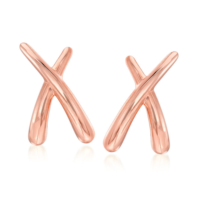 Italian 14kt Rose Gold X Drop Earrings