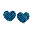 1.00 ct. t.w. Blue Diamond Heart Earrings in Sterling Silver
