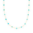 3-3.5mm Turquoise Bead Station Necklace in 14kt Yellow Gold