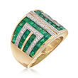 2.90 ct. t.w. Emerald and .37 ct. t.w. Diamond Geometric Ring in 18kt Yellow Gold