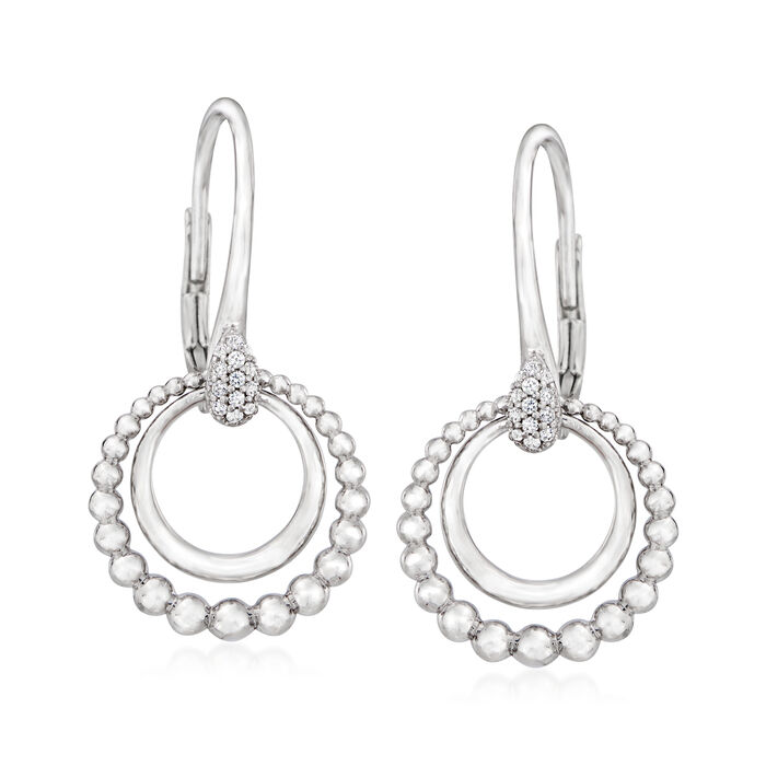 Gabriel Designs .10 ct. t.w. White Sapphire Double-Circle Earrings in Sterling Silver