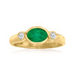 .80 ct. t.w. Emerald and .11 ct. t.w. Diamond Ring in 14kt Yellow Gold