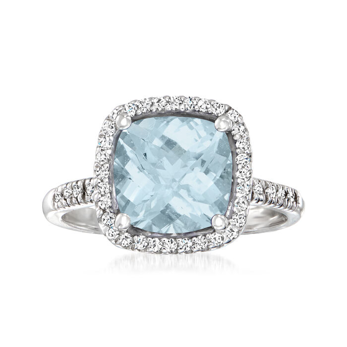 3.00 Carat Aquamarine Ring with .23 ct. t.w. Diamonds in 14kt White Gold