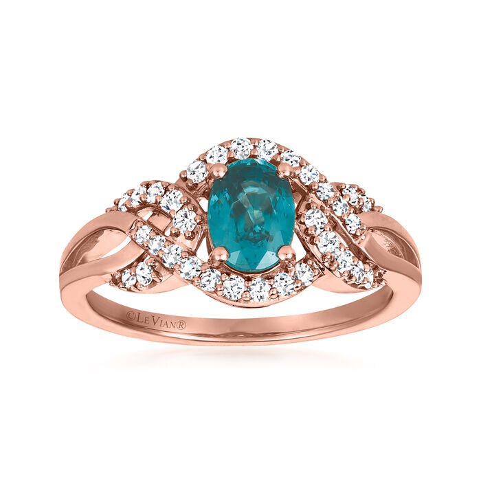 Le Vian .80 Carat Blueberry Zircon Ring with .54 ct. t.w. Vanilla Diamonds in 14kt Strawberry Gold