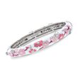 Belle Etoile &quot;Constellations: Sakura&quot; Pink Enamel and .54 ct. t.w. CZ Bangle Bracelet in Sterling Silver